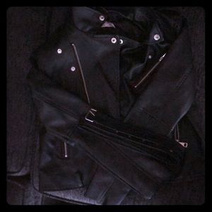 Black leather kids jacket with Matching belt